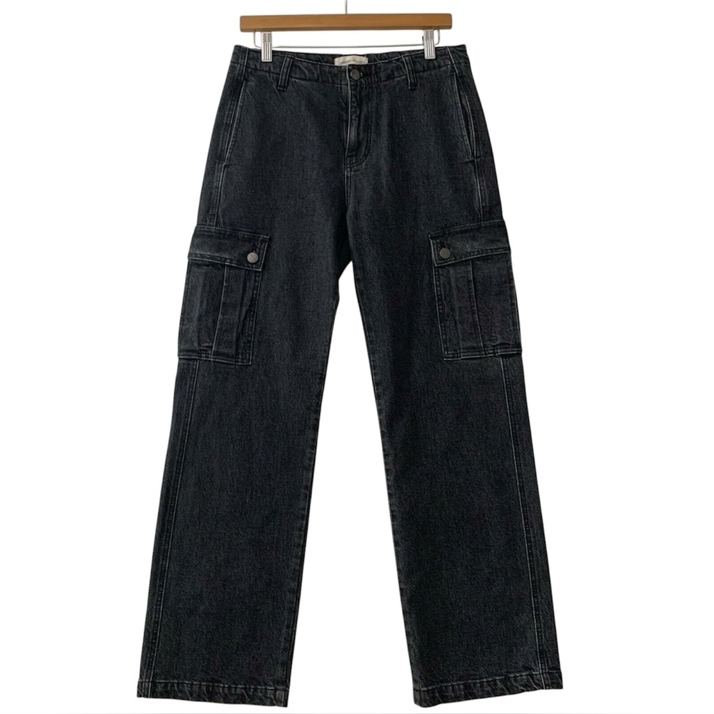 Current/Elliott Black Relaxed Fit Wide Leg Cargo Jeans Size 23